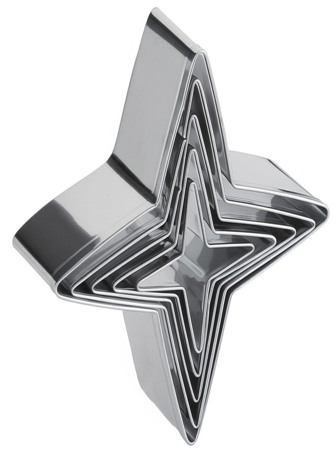 WHTCHSU Star Shape Cookie Cutter Set-5 pcs Stainless Steel Four-pointed Star Biscuit Molds Cake Cookie Cutter Set - Image 1